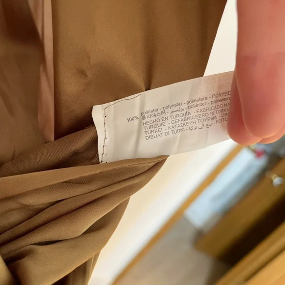 Zara Satin Effect Jumpsuit With  Belt in Olive Green NWT Size Small - Picture 11 of 12